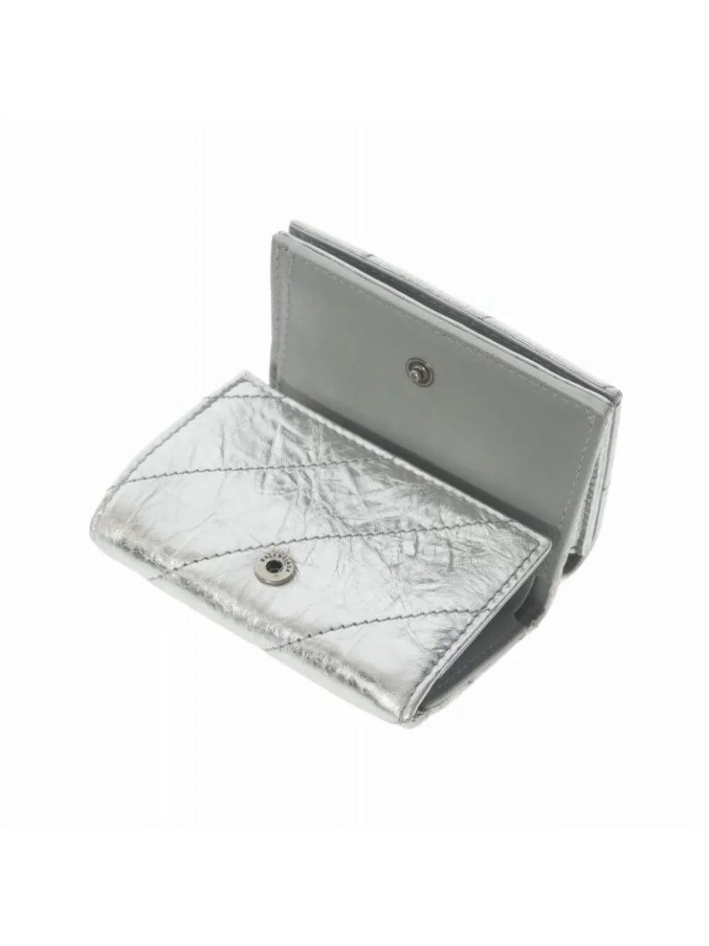 Balenciaga Crush Mini Trifold Wallet Compact Silver